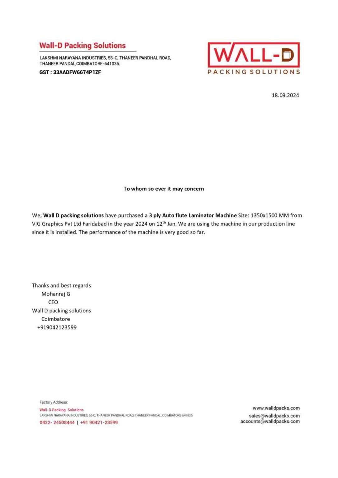 Wall D Packing Solutions