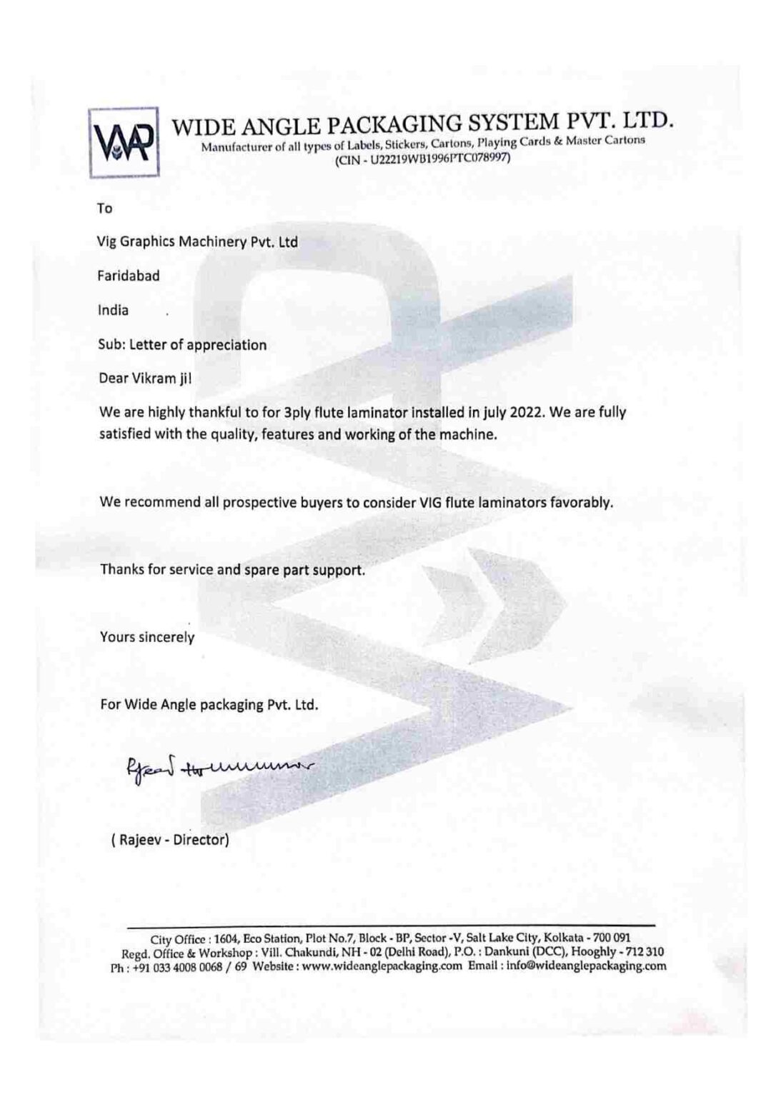 Wide Angle Packaging System Pvt. Ltd.